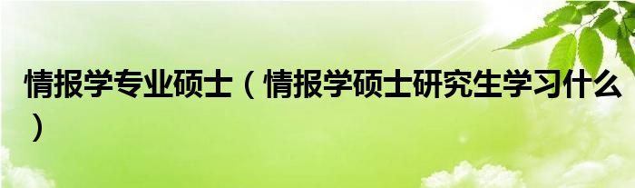 情报学专业硕士（情报学硕士研究生学习什么）