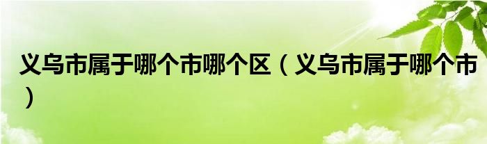 义乌市属于哪个市哪个区（义乌市属于哪个市）