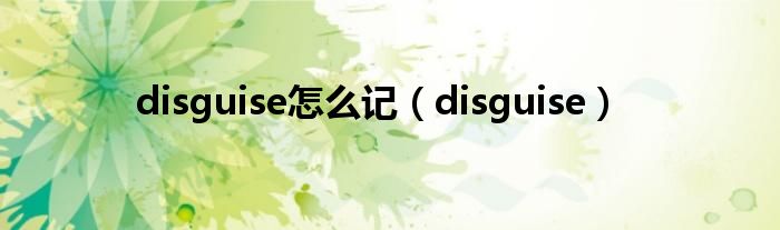 disguise怎么记（disguise）
