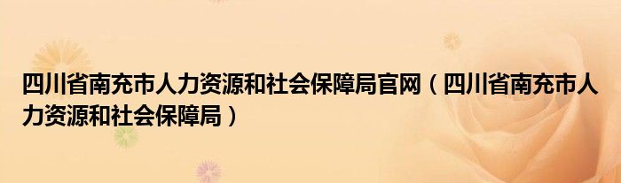 四川省南充市人力资源和社会保障局官网（四川省南充市人力资源和社会保障局）