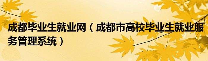 成都毕业生就业网（成都市高校毕业生就业服务管理系统）