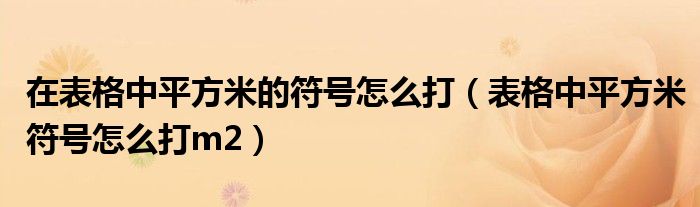 在表格中平方米的符号怎么打（表格中平方米符号怎么打m2）