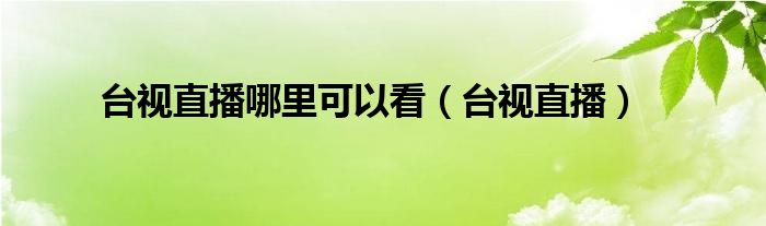 台视直播哪里可以看（台视直播）