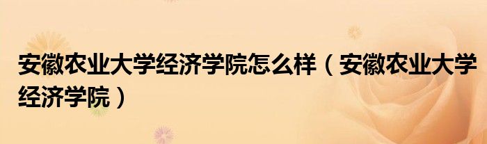 安徽农业大学经济学院怎么样（安徽农业大学经济学院）