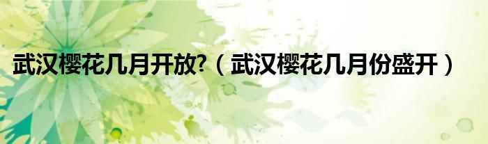 武汉樱花几月开放?（武汉樱花几月份盛开）