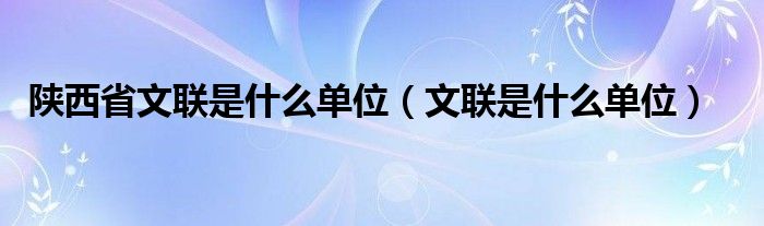 陕西省文联是什么单位（文联是什么单位）