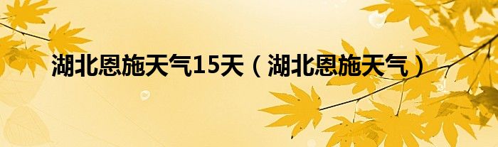 湖北恩施天气15天（湖北恩施天气）