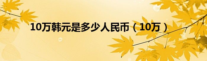 10万韩元是多少人民币（10万）