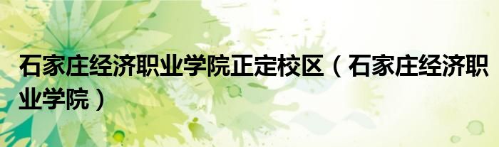 石家庄经济职业学院正定校区（石家庄经济职业学院）