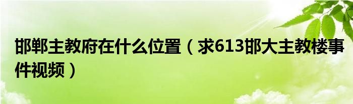 邯郸主教府在什么位置（求613邯大主教楼事件视频）