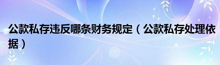 公款私存违反哪条财务规定（公款私存处理依据）