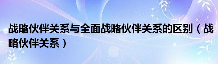 战略伙伴关系与全面战略伙伴关系的区别（战略伙伴关系）