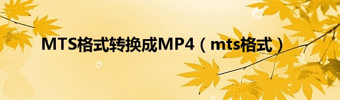 MTS格式转换成MP4（mts格式）