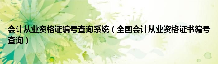 会计从业资格证编号查询系统（全国会计从业资格证书编号查询）