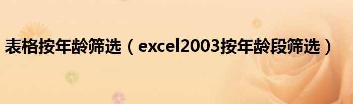 表格按年龄筛选（excel2003按年龄段筛选）