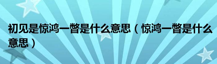 初见是惊鸿一瞥是什么意思（惊鸿一瞥是什么意思）