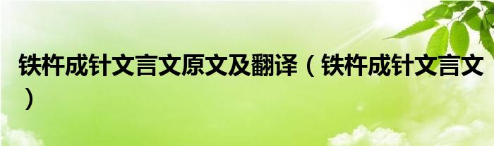 铁杵成针文言文原文及翻译（铁杵成针文言文）