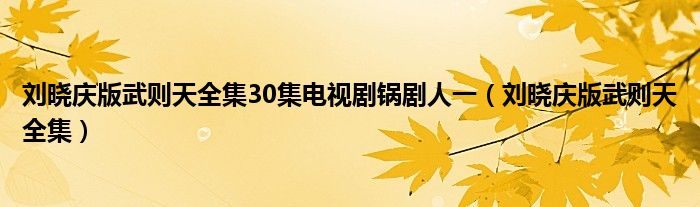 刘晓庆版武则天全集30集电视剧锅剧人一（刘晓庆版武则天全集）