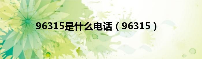 96315是什么电话（96315）