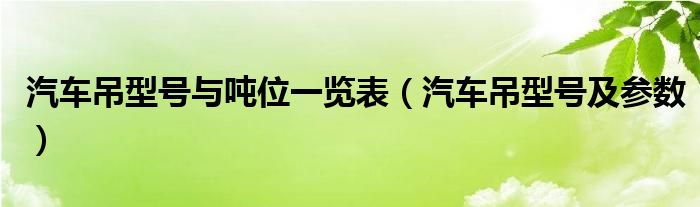 汽车吊型号与吨位一览表（汽车吊型号及参数）