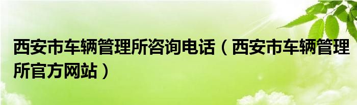 西安市车辆管理所咨询电话（西安市车辆管理所官方网站）