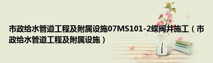 市政给水管道工程及附属设施07MS101-2蝶阀井施工（市政给水管道工程及附属设施）