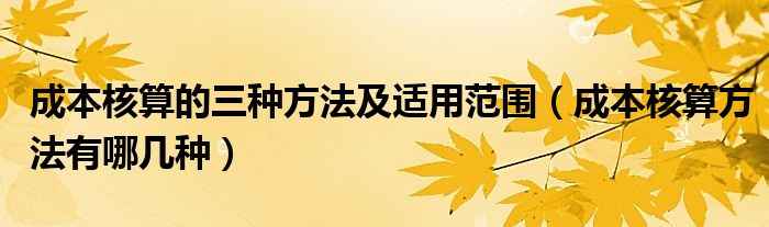 成本核算的三种方法及适用范围（成本核算方法有哪几种）