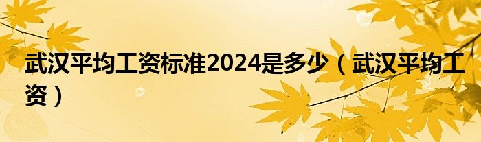 武汉平均工资标准2024是多少（武汉平均工资）