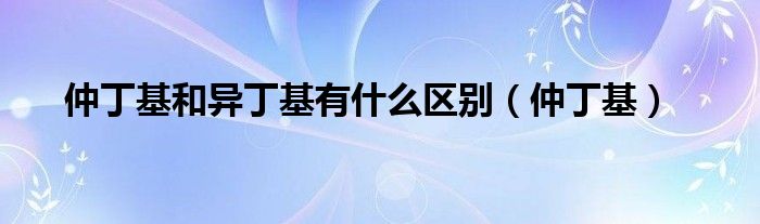 仲丁基和异丁基有什么区别（仲丁基）