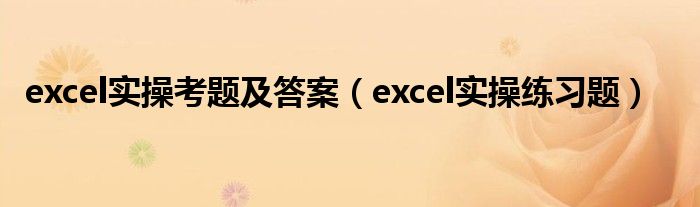 excel实操考题及答案（excel实操练习题）