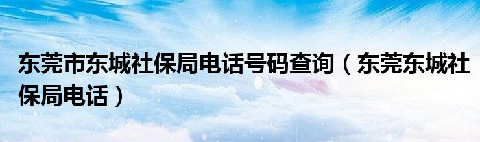 东莞市东城社保局电话号码查询（东莞东城社保局电话）