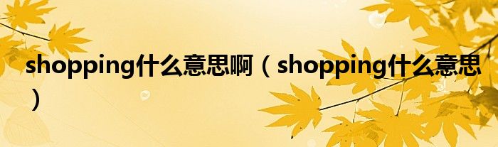 shopping什么意思啊（shopping什么意思）