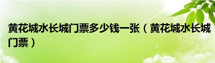 黄花城水长城门票多少钱一张（黄花城水长城门票）