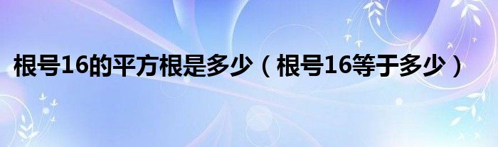 根号16的平方根是多少（根号16等于多少）