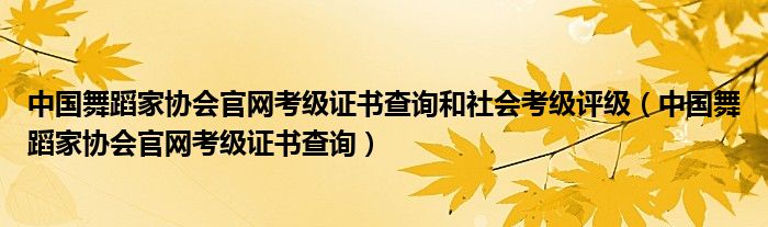 中国舞蹈家协会官网考级证书查询和社会考级评级（中国舞蹈家协会官网考级证书查询）