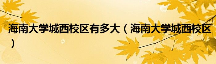 海南大学城西校区有多大（海南大学城西校区）