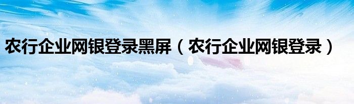 农行企业网银登录黑屏（农行企业网银登录）