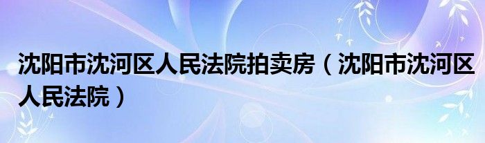 沈阳市沈河区人民法院拍卖房（沈阳市沈河区人民法院）