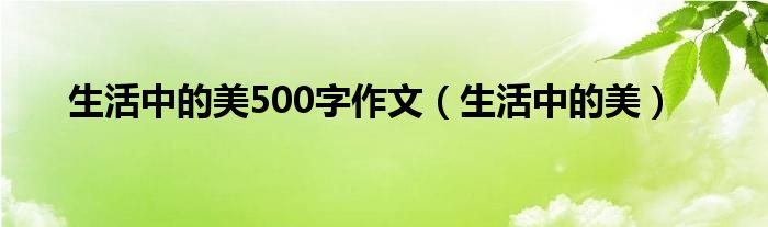 生活中的美500字作文（生活中的美）