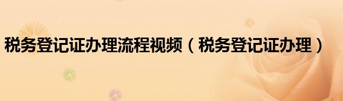 税务登记证办理流程视频（税务登记证办理）