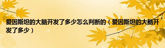 爱因斯坦的大脑开发了多少怎么判断的（爱因斯坦的大脑开发了多少）