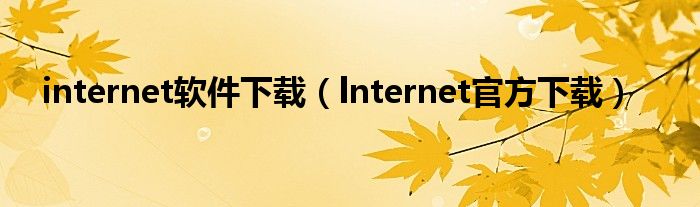 internet软件下载（lnternet官方下载）