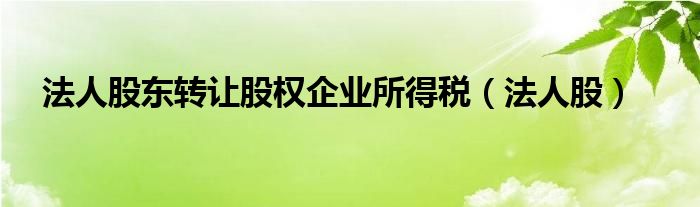 法人股东转让股权企业所得税（法人股）