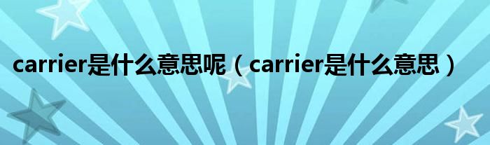 carrier是什么意思呢（carrier是什么意思）