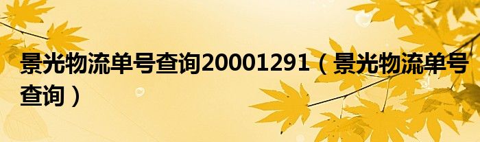 景光物流单号查询20001291（景光物流单号查询）