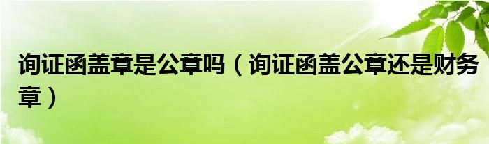 询证函盖章是公章吗（询证函盖公章还是财务章）