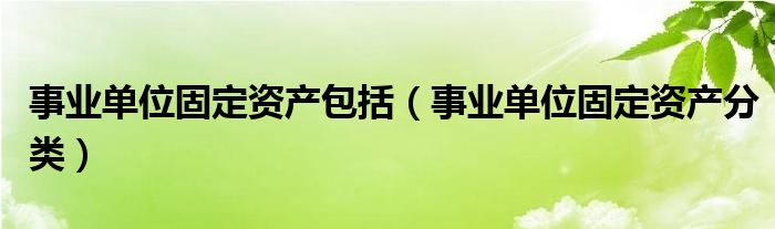 事业单位固定资产包括（事业单位固定资产分类）