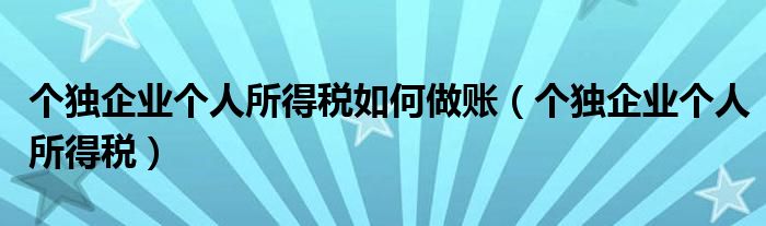 个独企业个人所得税如何做账（个独企业个人所得税）