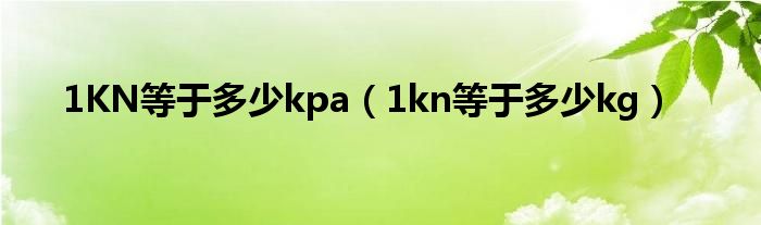 1KN等于多少kpa（1kn等于多少kg）