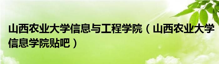 山西农业大学信息与工程学院（山西农业大学信息学院贴吧）